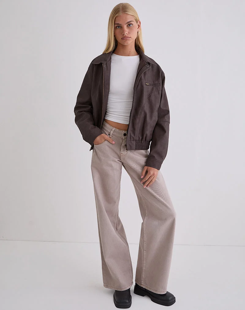 Veste Aviara en PU marron foncé