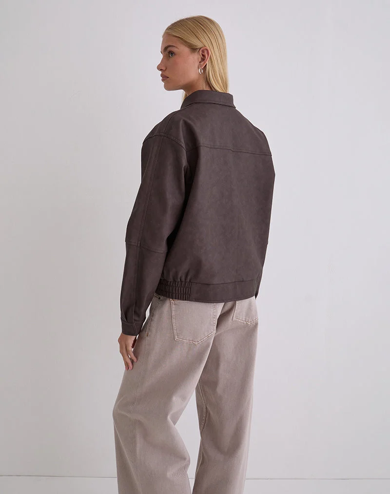 Veste Aviara en PU marron foncé
