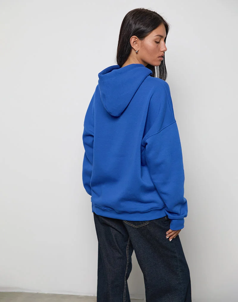 Sweat à capuche surdimensionné en bleu cobalt avec graphique Cool Girl