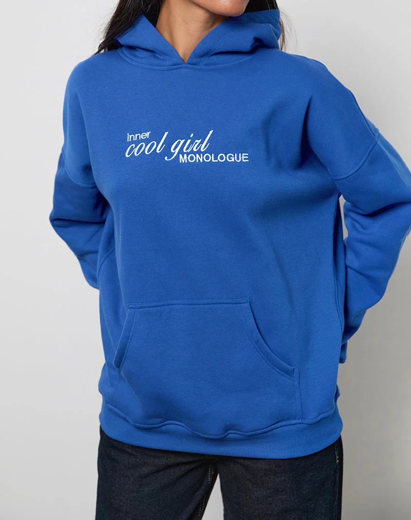 Sweat à capuche surdimensionné en bleu cobalt avec graphique Cool Girl