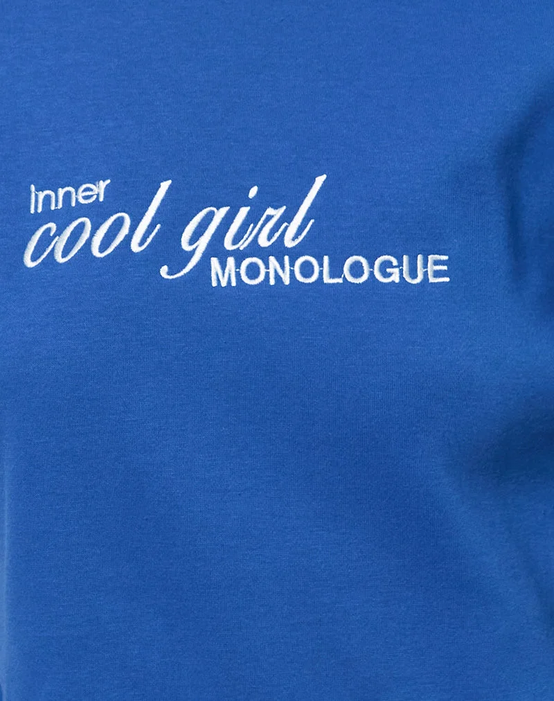 Sweat à capuche surdimensionné en bleu cobalt avec graphique Cool Girl