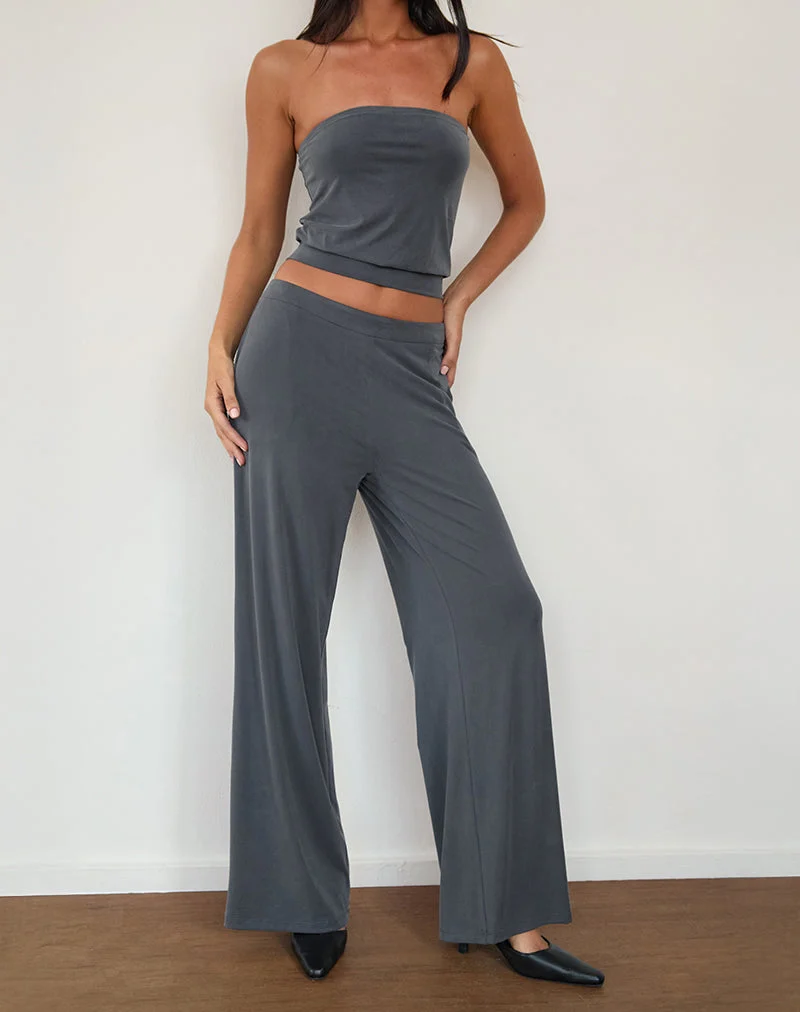 Pantalon large Baku, gris foncé