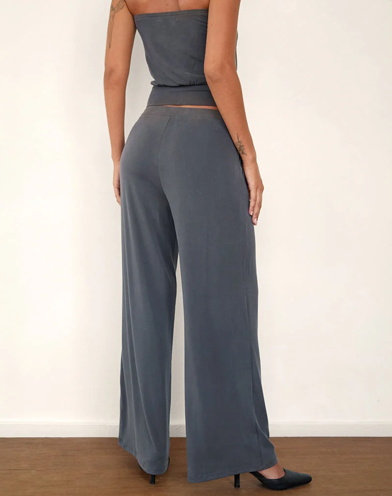 Pantalon large Baku, gris foncé