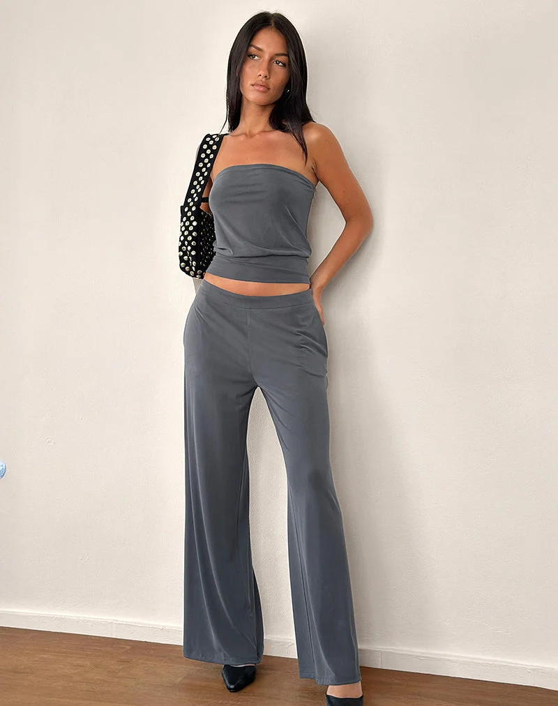 Pantalon large Baku, gris foncé