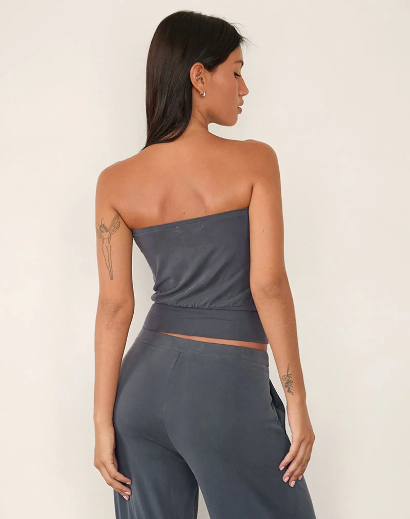 Top bandeau Leocadia en gris foncé
