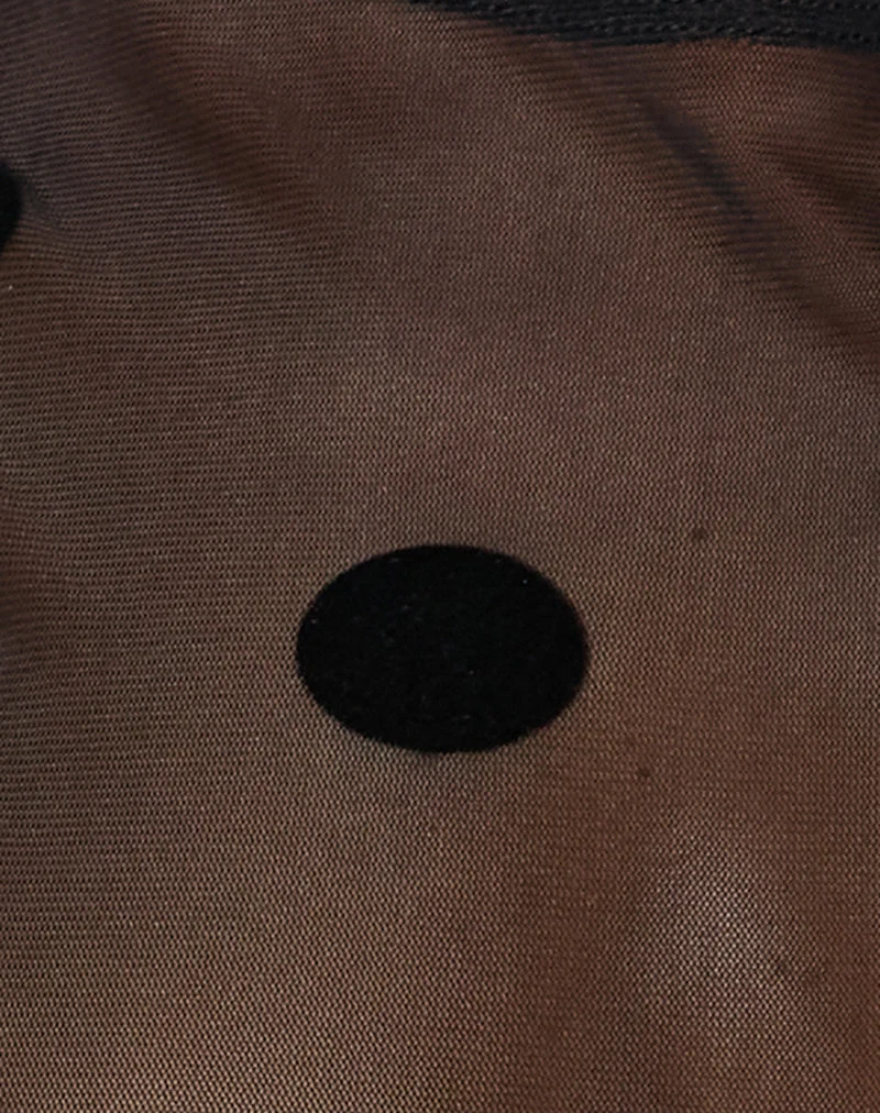 Top non doublé Harsya en Big Polka Flock noir