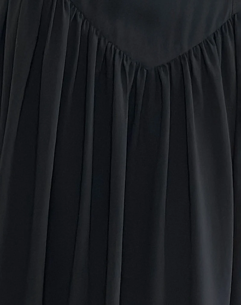 Paduri - Robe midi en mousseline à taille basse - Noir