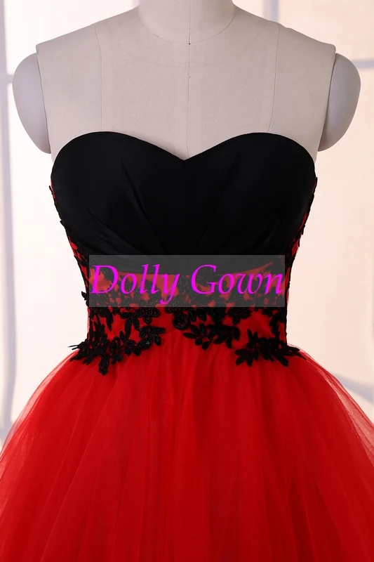 Robe de bal sans bretelles courte rouge pour adolescente | Robe formelle courte
