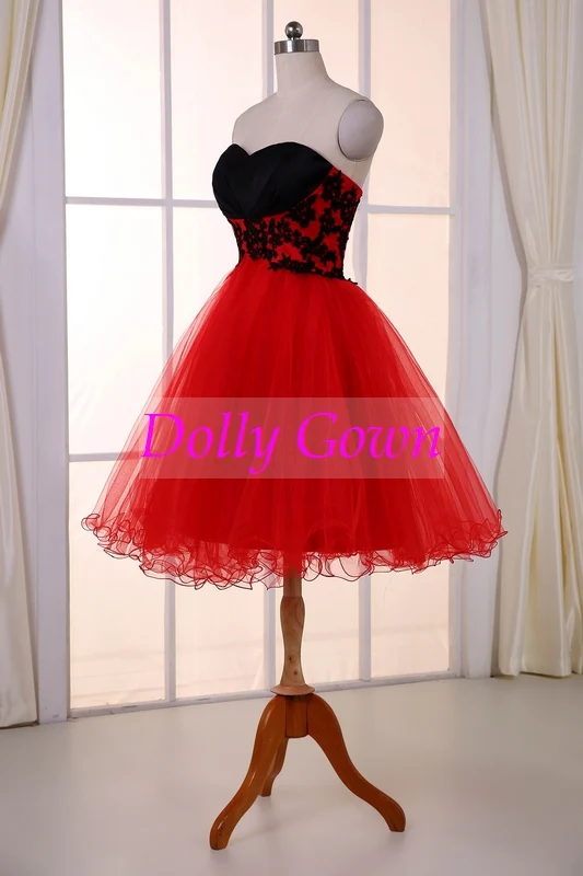 Robe de bal sans bretelles courte rouge pour adolescente | Robe formelle courte