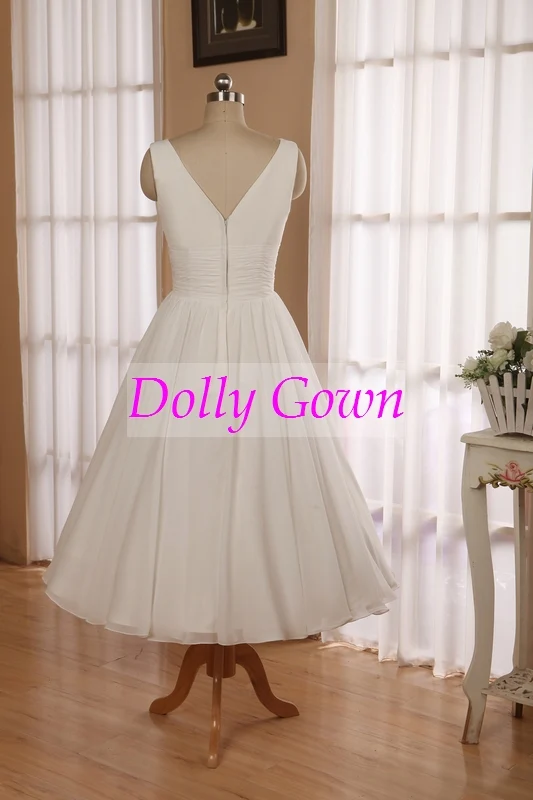 Robe de mariée vintage en mousseline de soie courte romantique simple des années 1950 | Robe de mariée courte pin-up