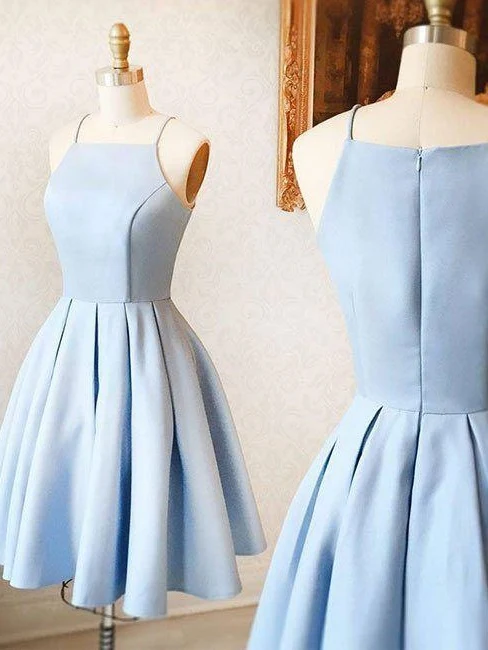 Robes de demoiselle d'honneur courtes bleu clair au genou | Robe de bal