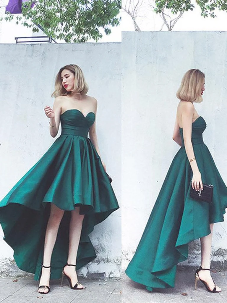 Robe de bal simple Hi-Lo vert émeraude Robe de soirée haute et basse vert émeraude