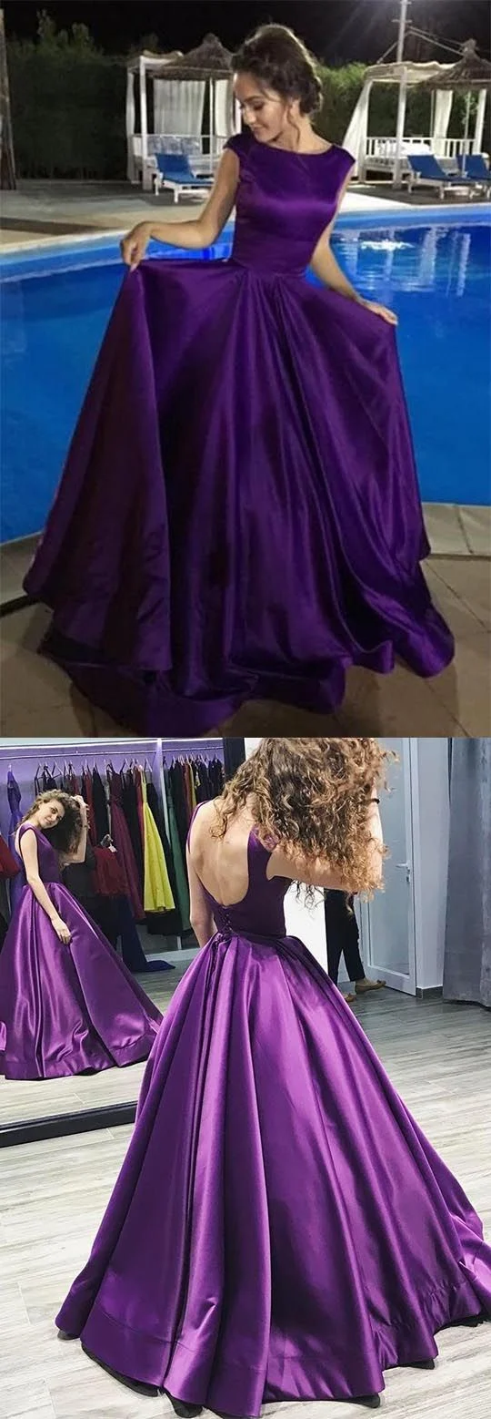 Robe de bal longue violette, Style Vintage modeste, col bateau, robe de bal