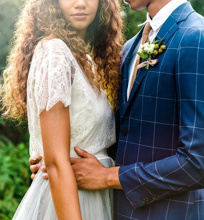 Robe de mariée deux pièces en dentelle, style campagnard décontracté, avec jupe en tulle, séparations de mariée