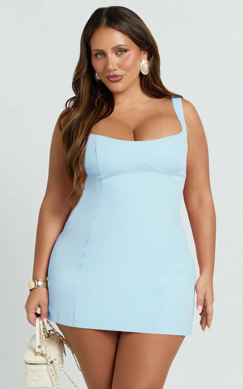 Aretha Mini Dress - Panel Dress in Blue