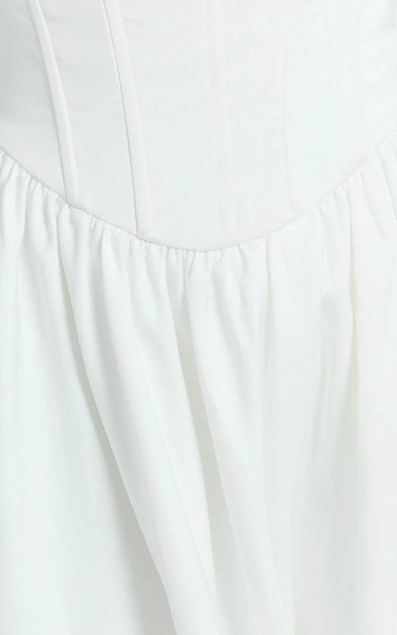 Jeannie Maxi Dress - Corset Panel High Split Dress in Off White
