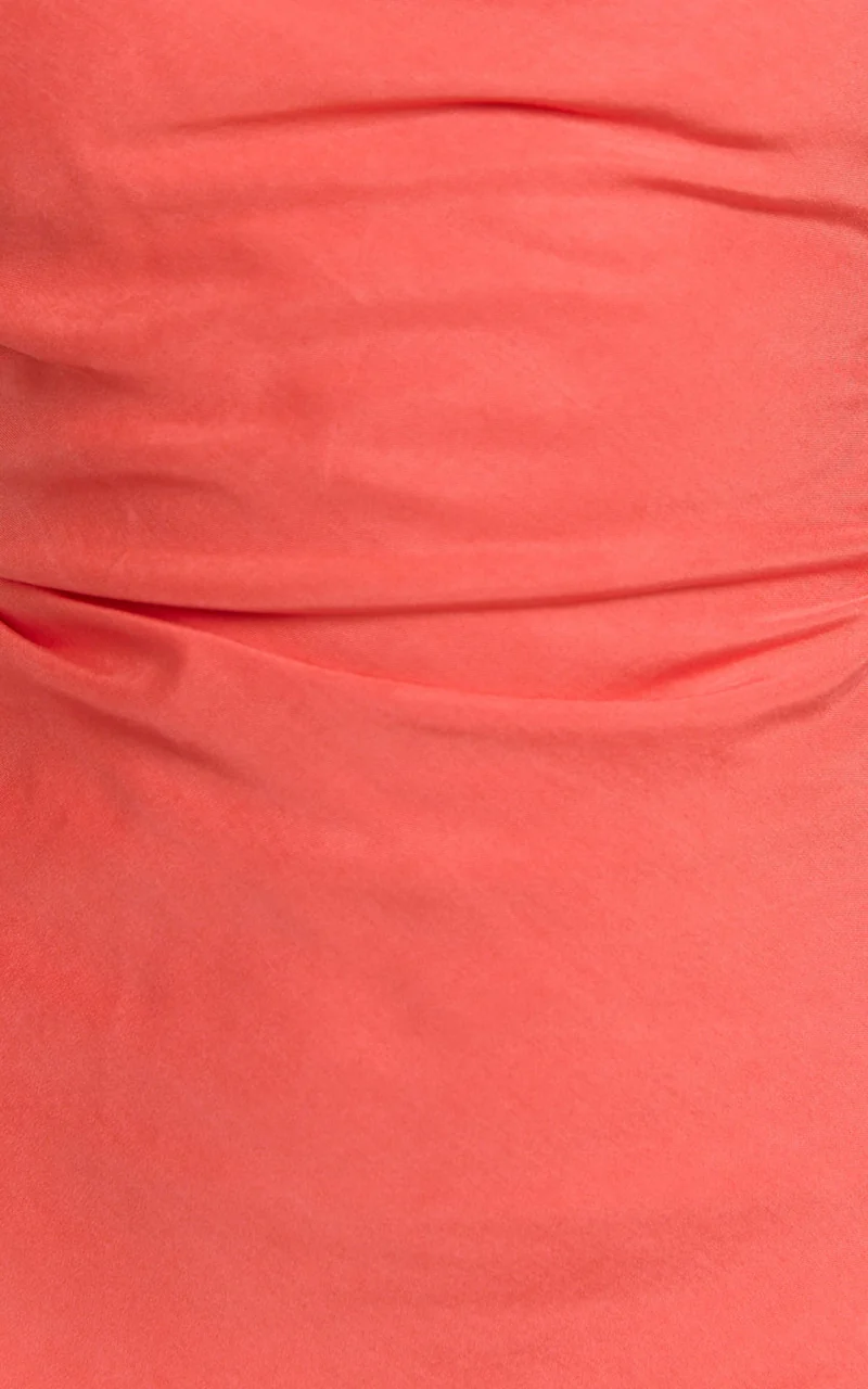 Evangeline Midi Dress - Square Neck Cross Back Bias Dress in Coral
