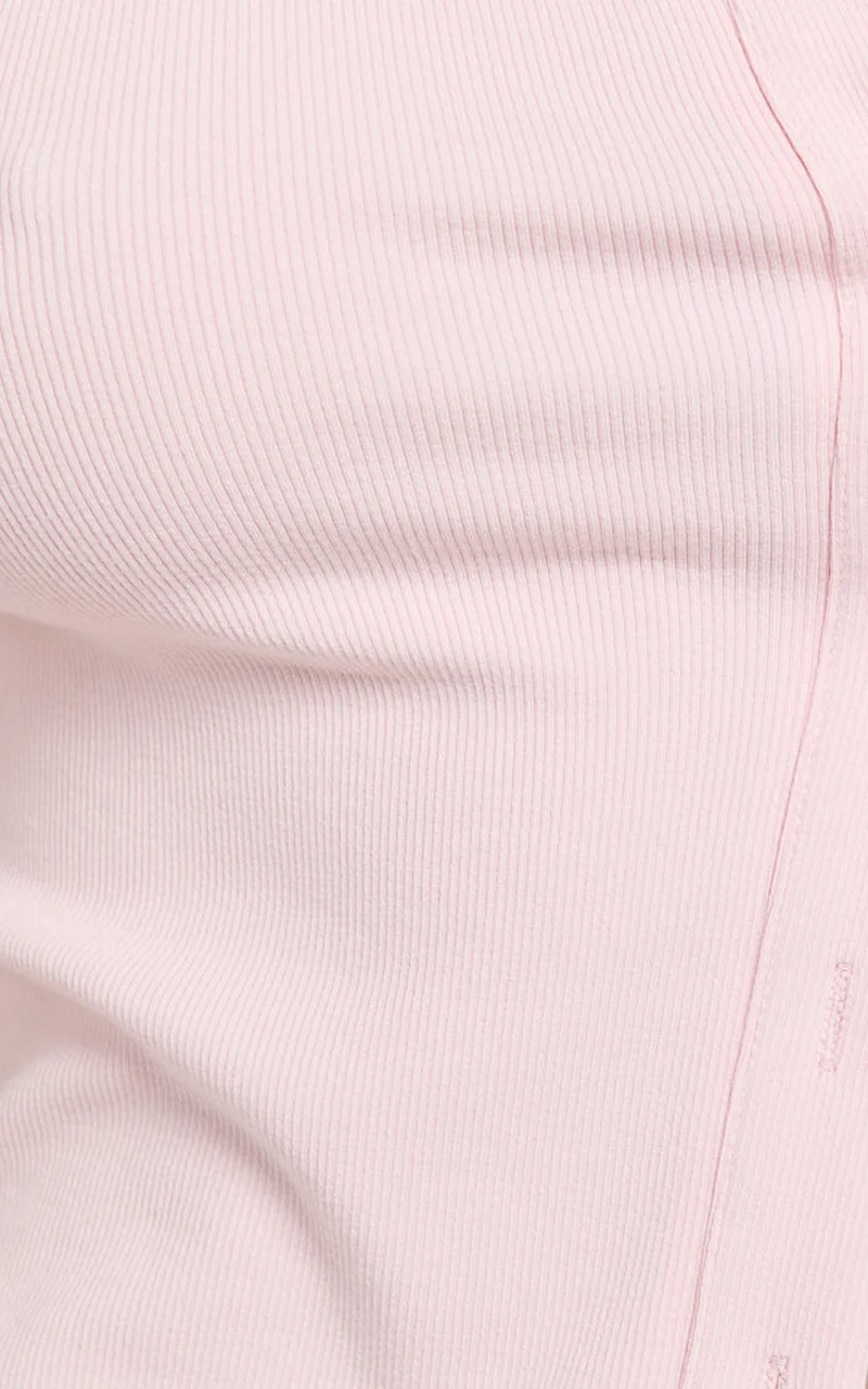 Brittany Two Piece Top and Skirt Set - Ribbed Midi Skirt Set in Pale Pink