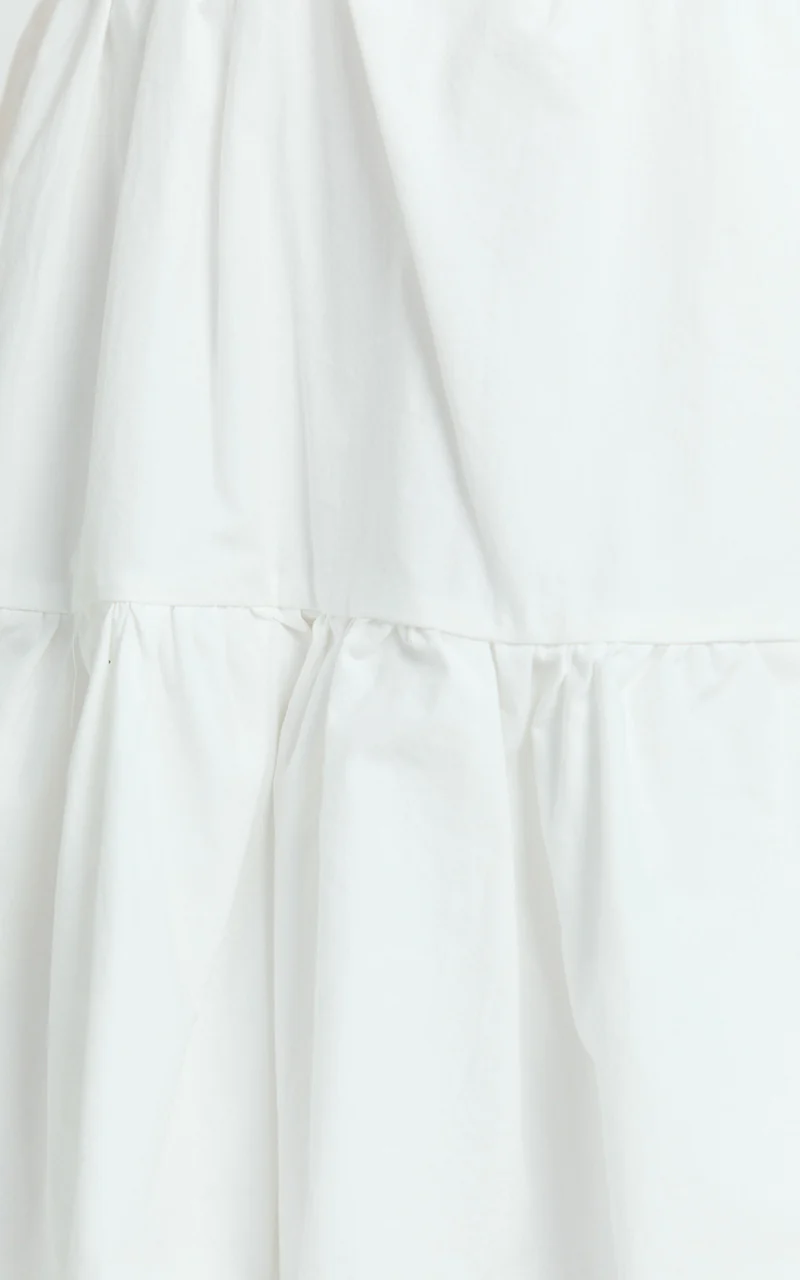 Miles Mini Dress - Ruffle Sleeve Tiered Dress in White