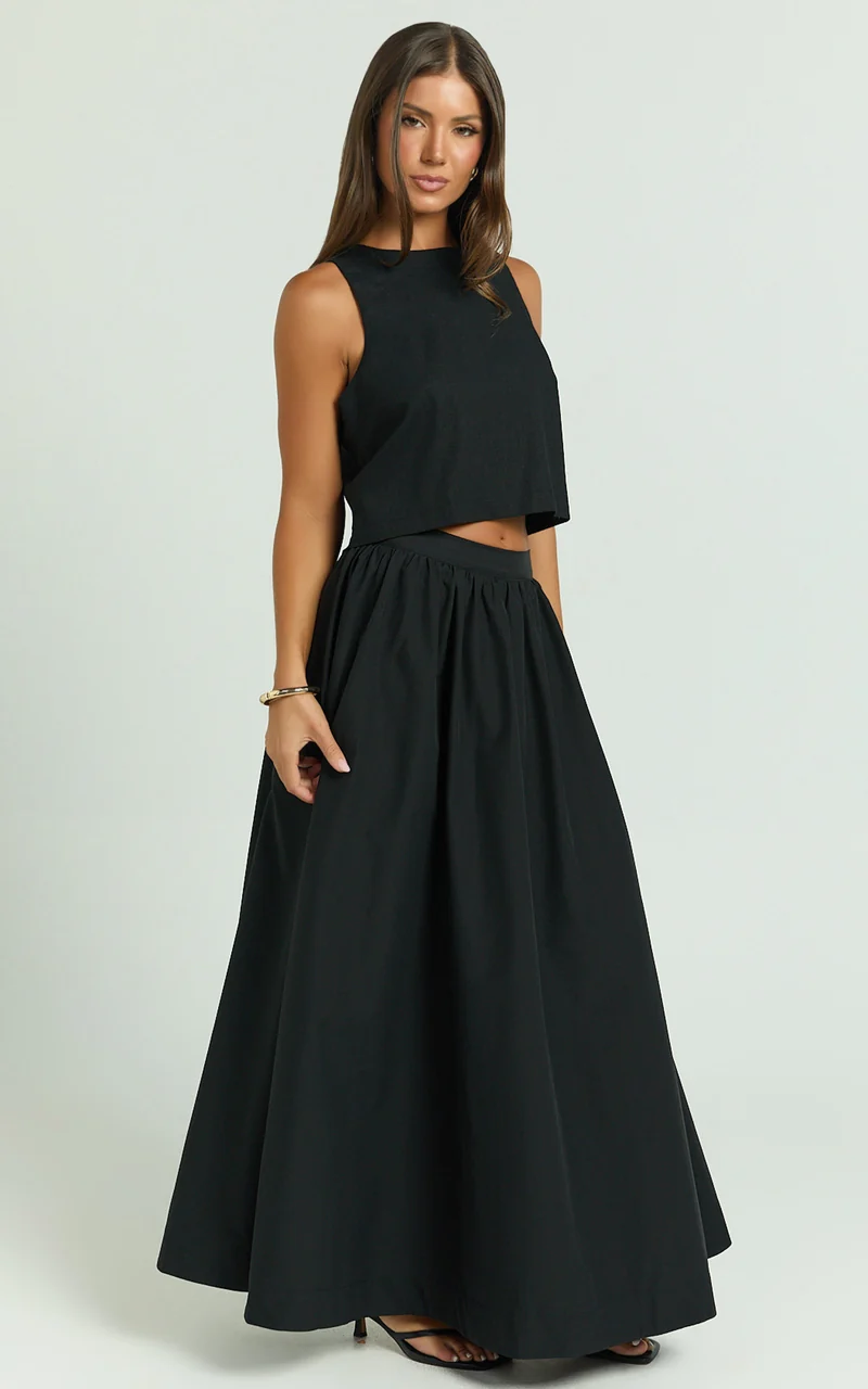 Preston Maxi Skirt - Full Aline Skirt in Black