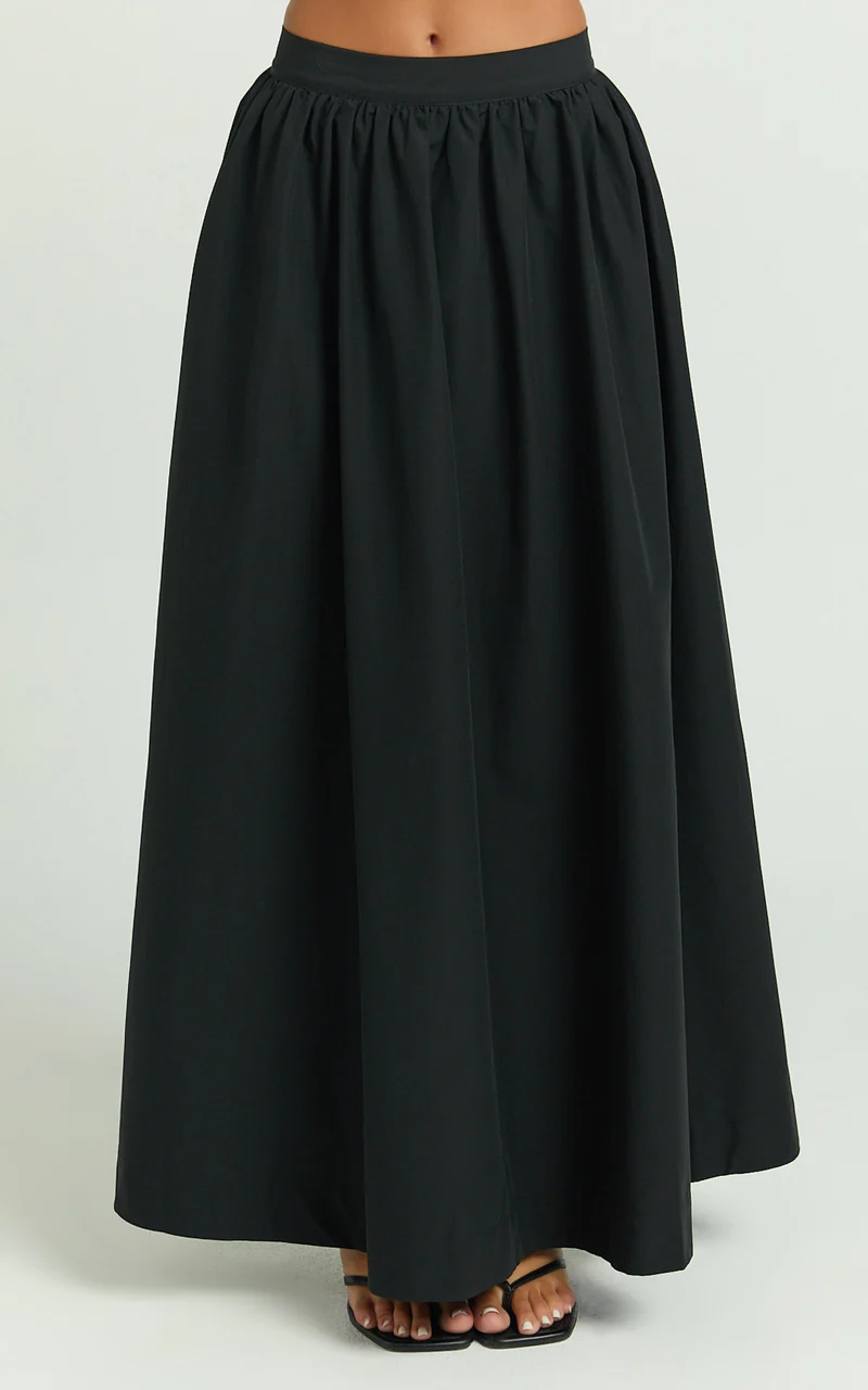 Preston Maxi Skirt - Full Aline Skirt in Black