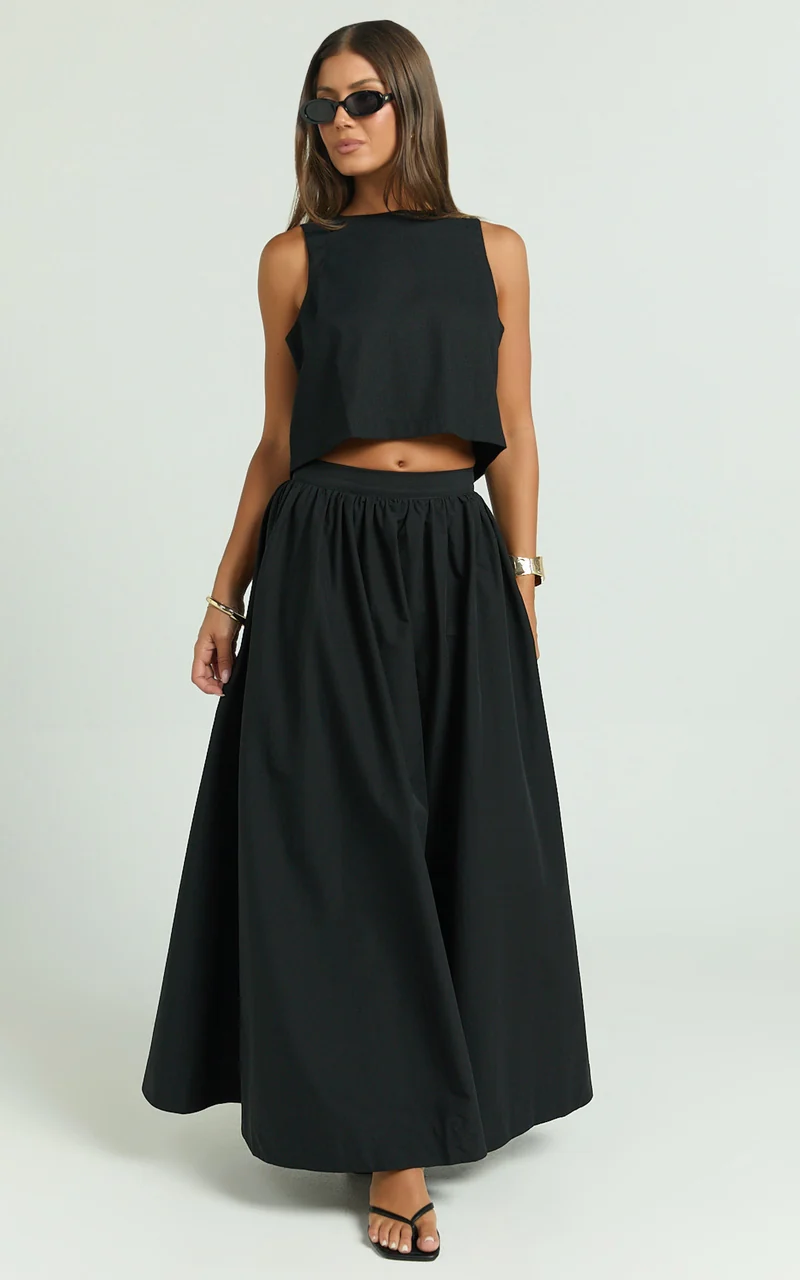 Preston Maxi Skirt - Full Aline Skirt in Black