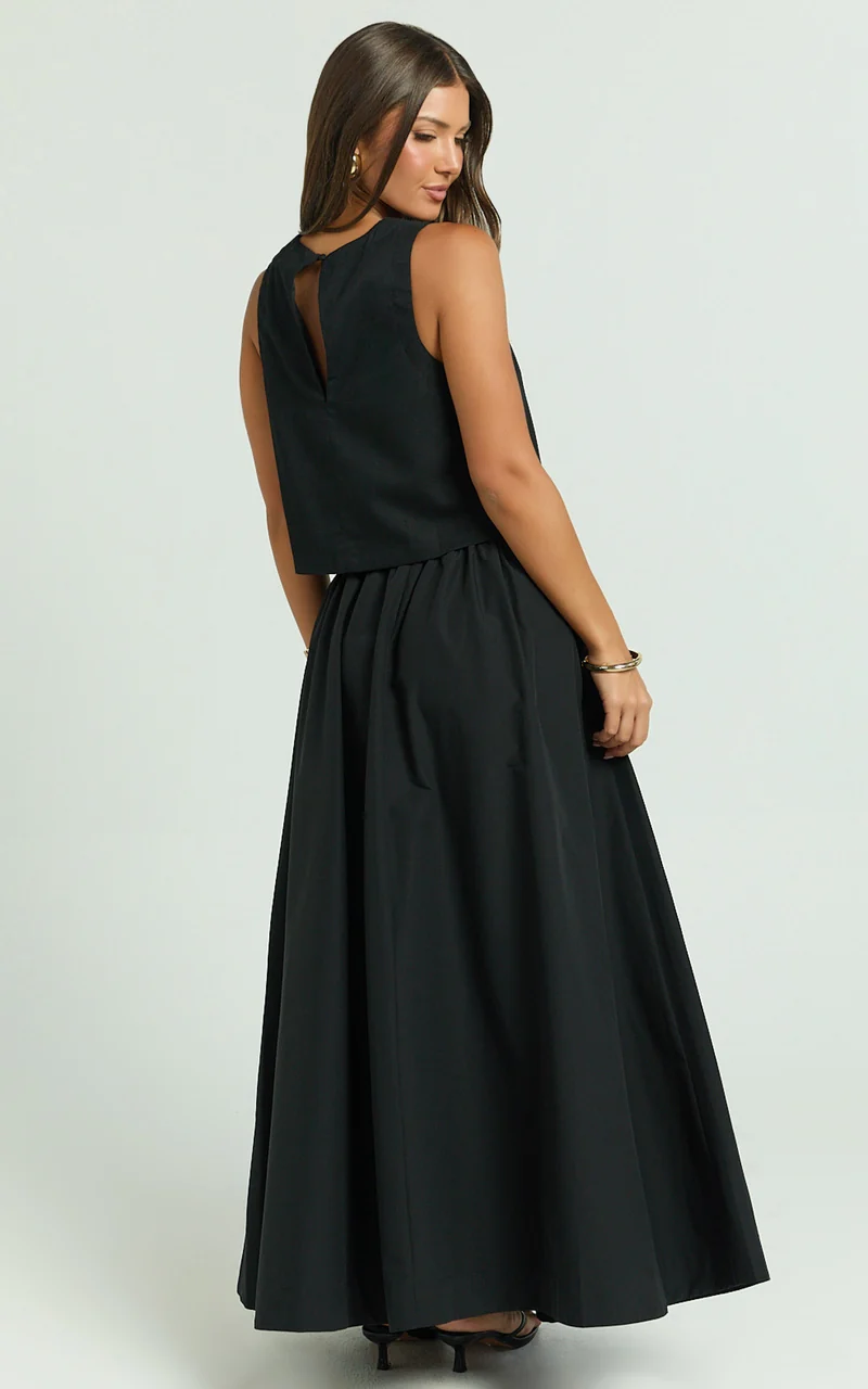 Preston Maxi Skirt - Full Aline Skirt in Black