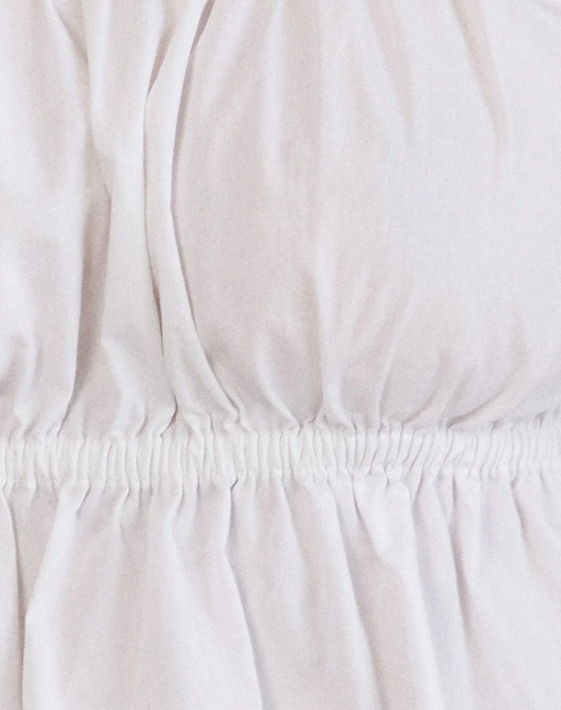 Briari Drawstring Top in Poplin White