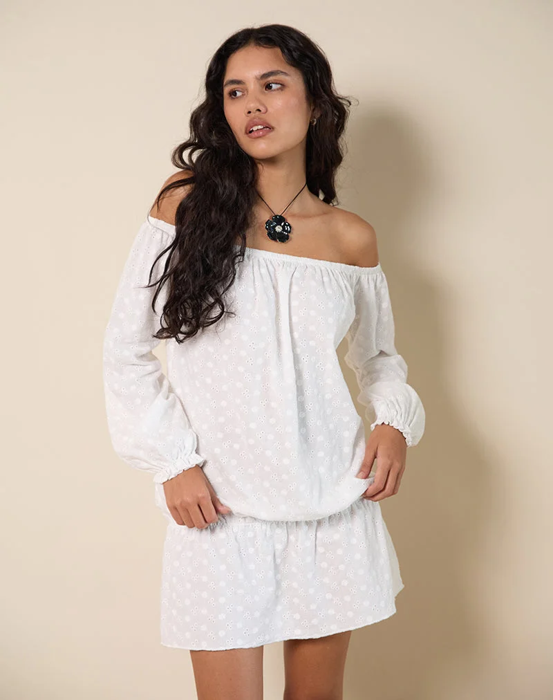 Mini robe Melisandre en broderie ivoire