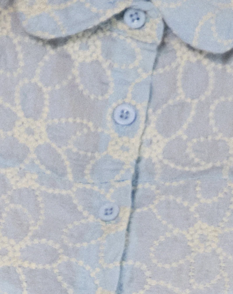 Chemisier Winaya en broderie bleu glacier