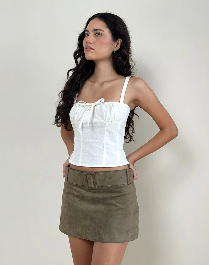 Minijupe ceinturée Zita en faux daim marron