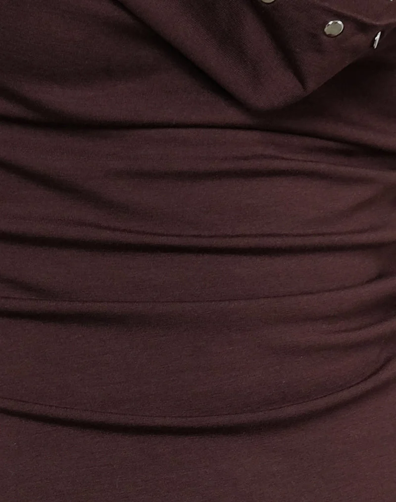 Slater Studded Top in Rayon Jersey Bitter Chocolate