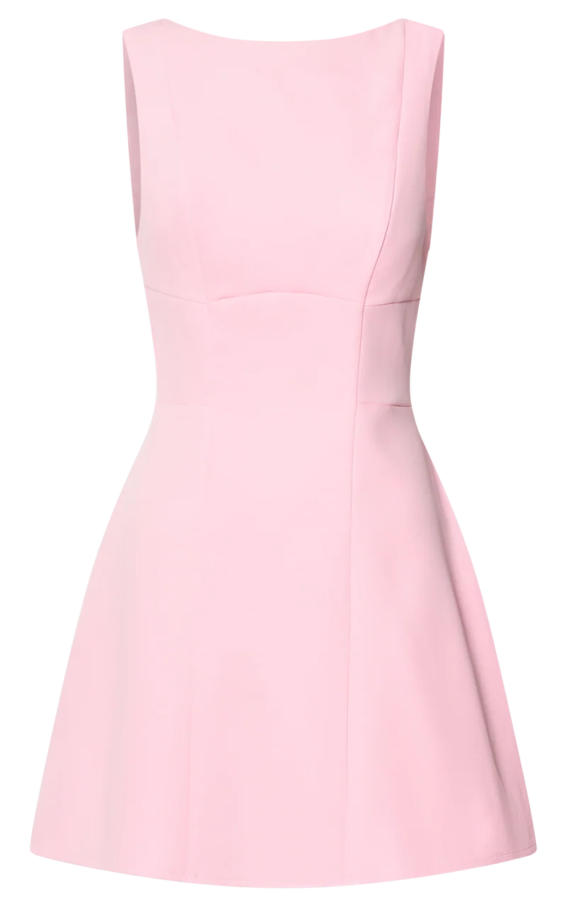 Arisa Mini Dress - High Neck Backless Dress in Pink