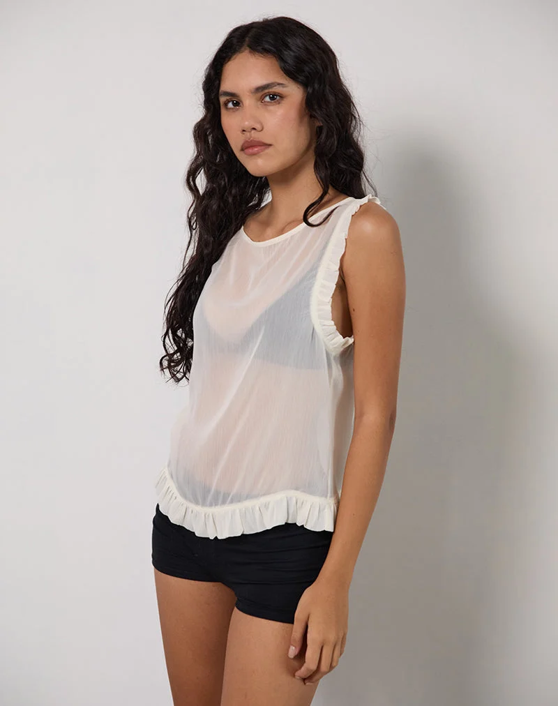 Loire Frill Unlined Top in Ivory