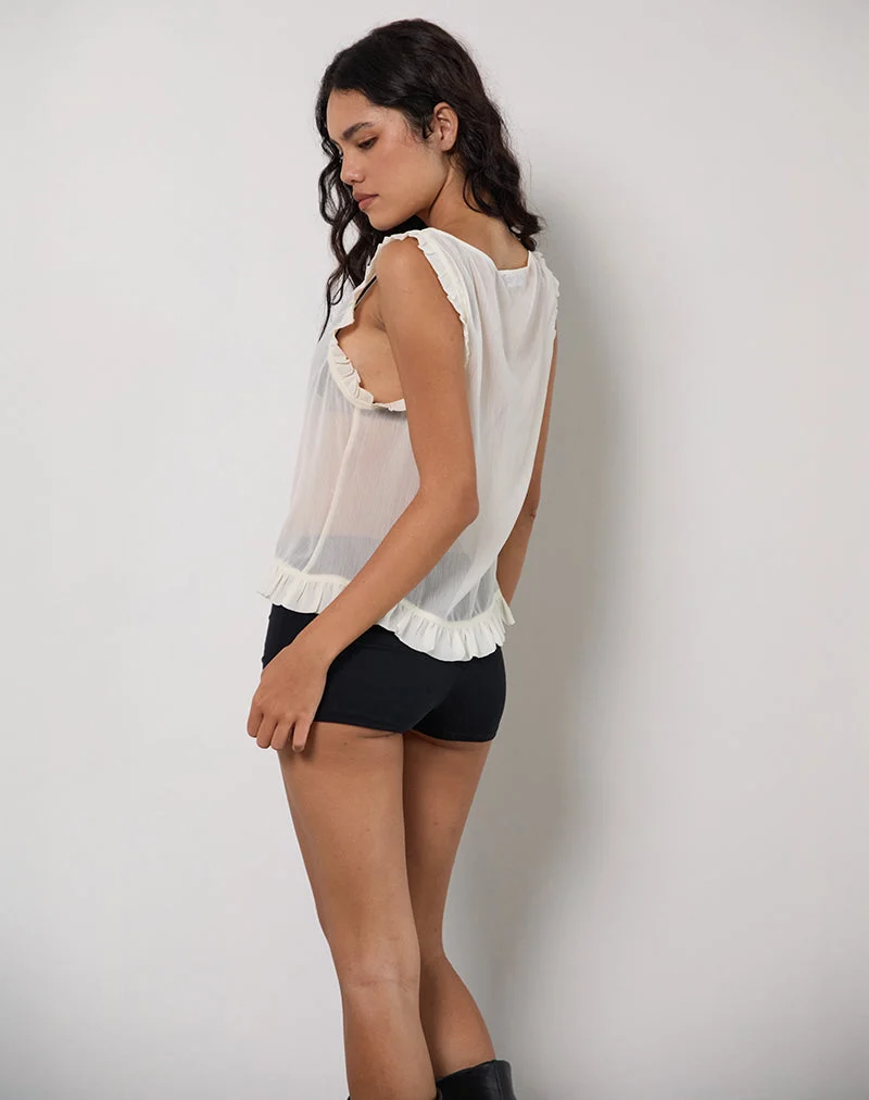 Loire Frill Unlined Top in Ivory