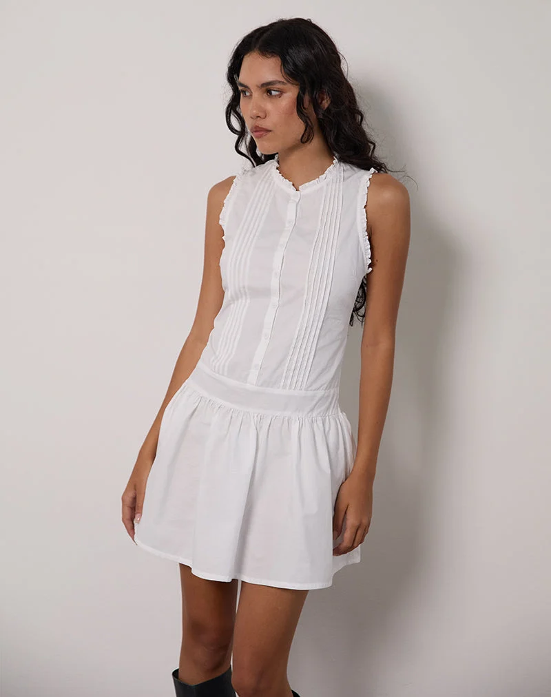 Mini robe Dayara en popeline blanche