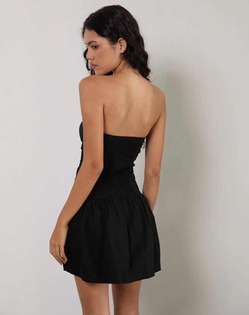 Kafridi - Mini robe à œillets en popeline noire