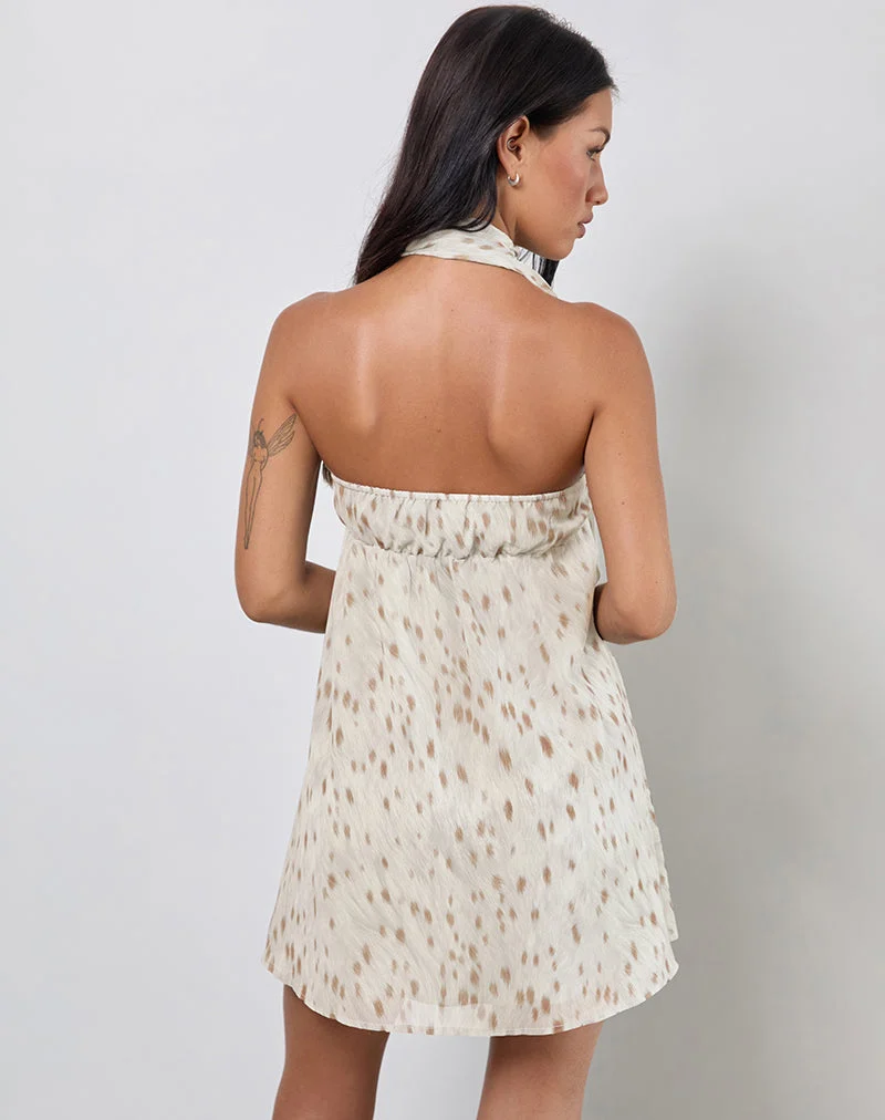 Mini robe bandeau Yukio en imprimé bambi ivoire