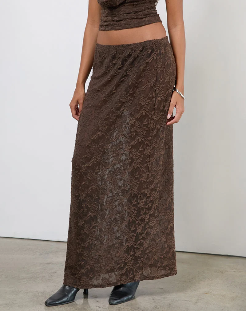 Jupe Tulus en maille jacquard marron foncé