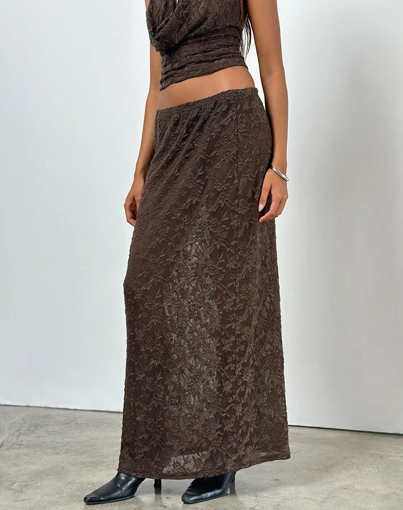 Jupe Tulus en maille jacquard marron foncé