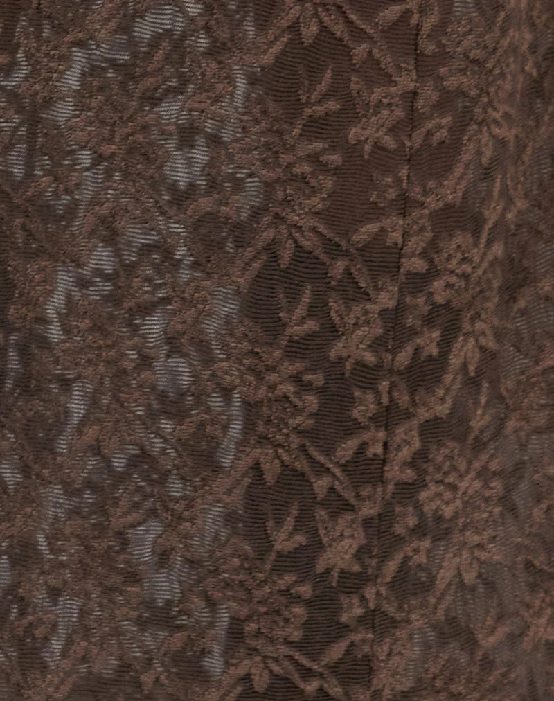 Jupe Tulus en maille jacquard marron foncé