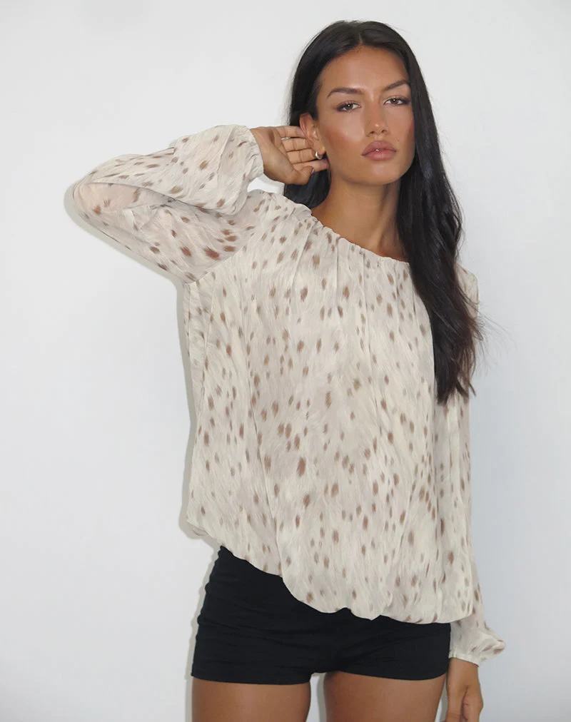 Chemisier oversize Seita, imprimé bambi ivoire