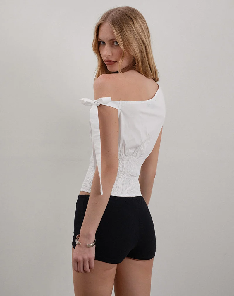 Rantha Shirred Waist Top in White
