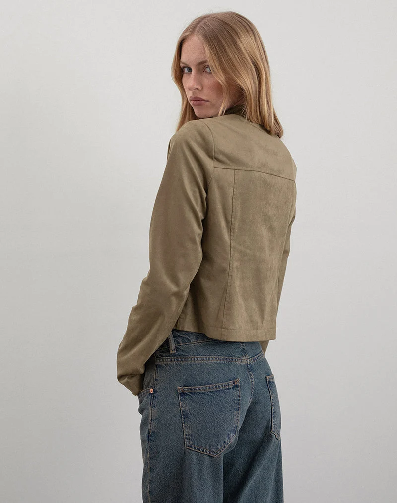 Veste Mandy en faux daim Noyer