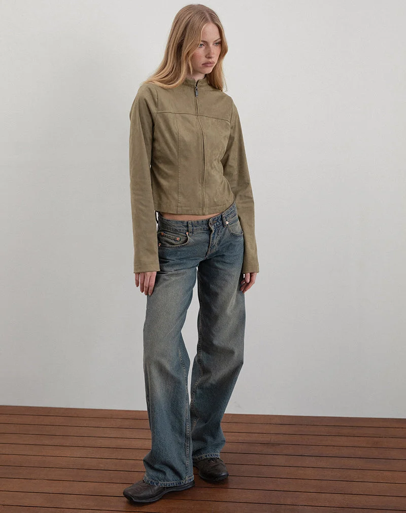 Veste Mandy en faux daim Noyer