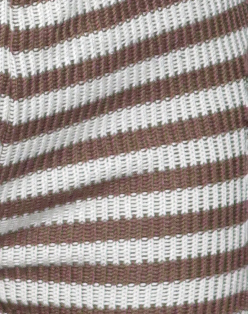 Short Nikaya en tricot rayé blanc et marron