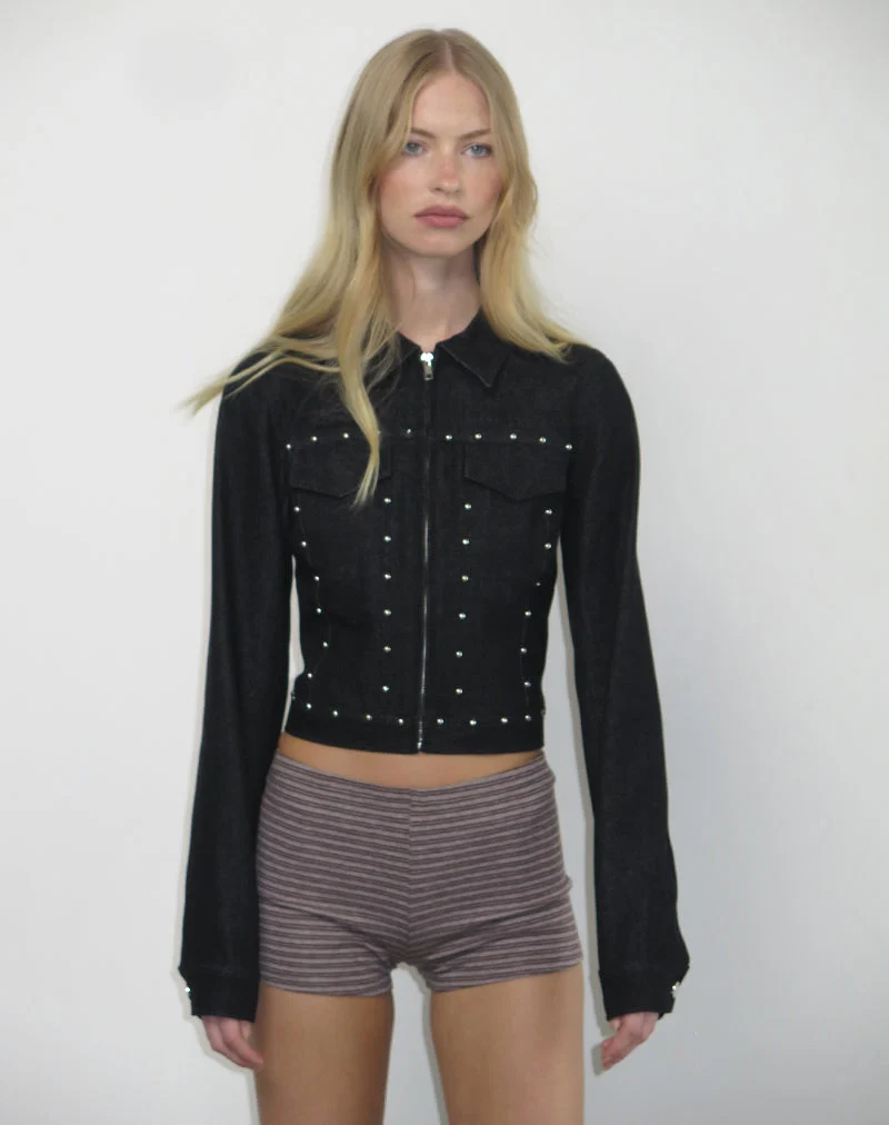 Veste Ronira Chambray Studs en noir