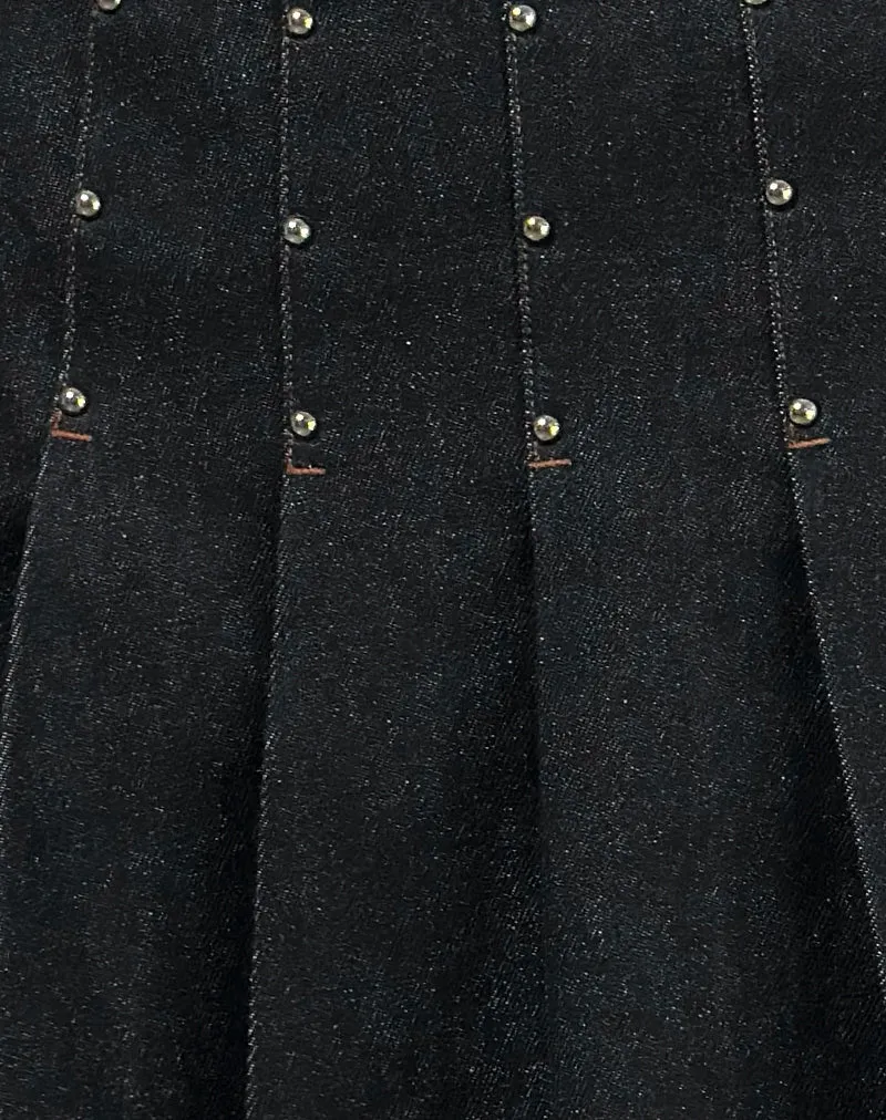 Jupe Gatlin en chambray clouté noir