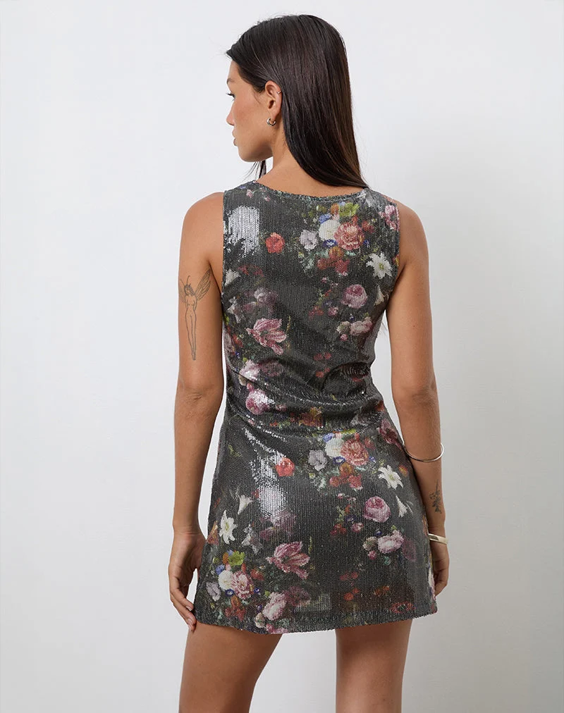 Mini robe Zahira en paillettes Fleur Vintage