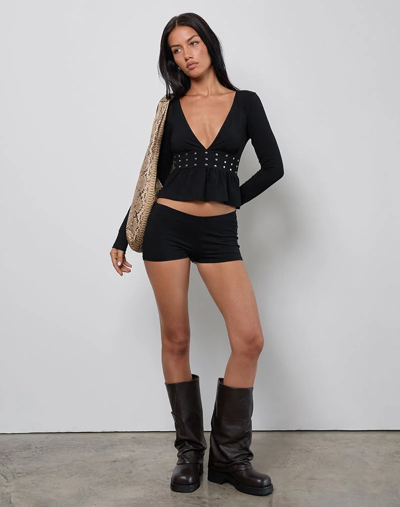 Top Ophay en jersey noir avec clous